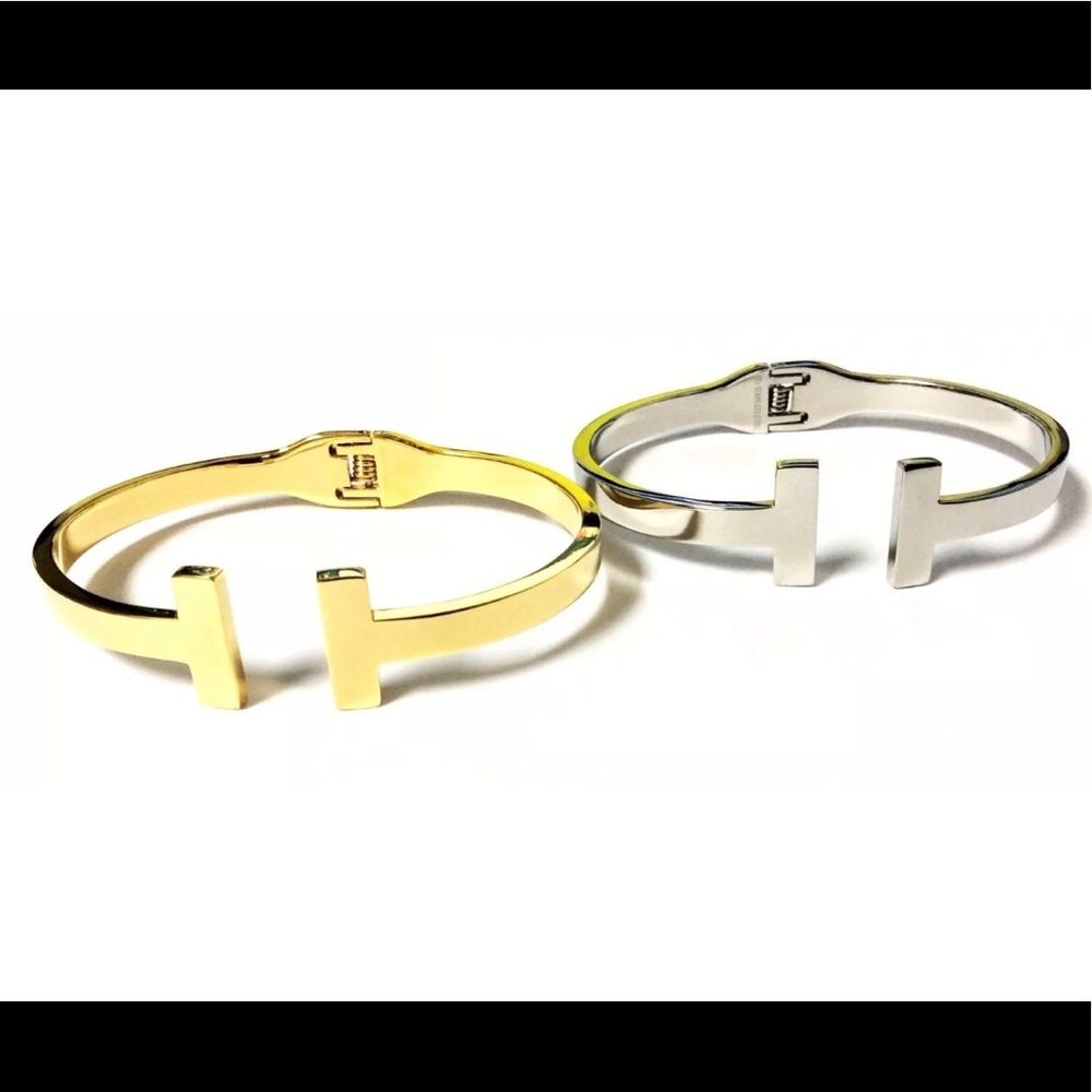 Stainless Steel MEDIUM T-BANGLE BRACELET W/ HINGE